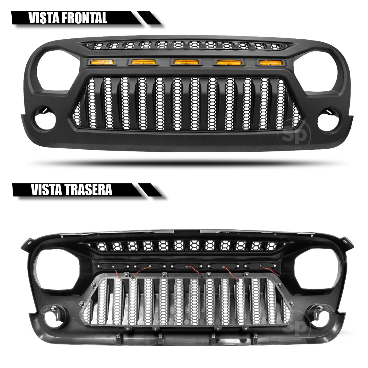 PARRILLA DE JK CON LED JEEP WRANGLER 2007 A 2017 OFF ROAD 4X4