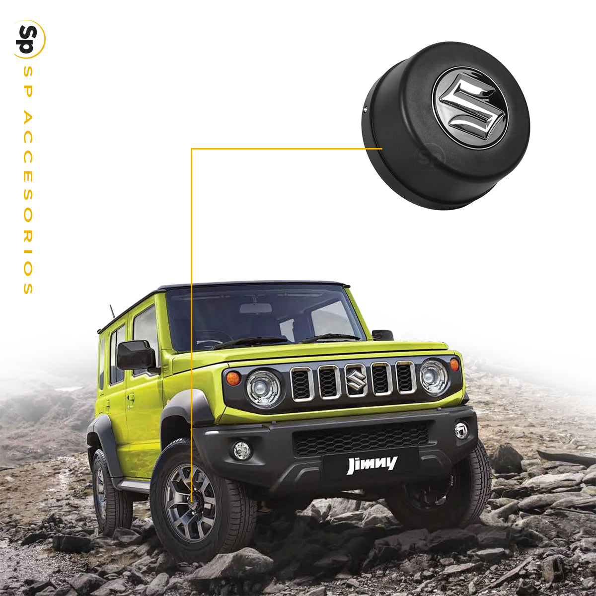 TAPONES DE RIN ORIGINAL CON LED JIMNY 2019 - 2024 4 PIEZAS