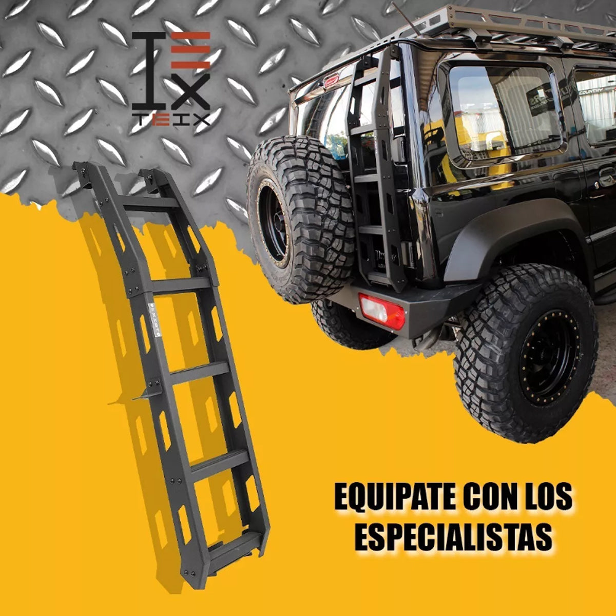 ESCALERA PUERTA TRASERA REFORZADA OFF ROAD 4X4 PARA SUZUKI JIMNY 2019 - 2023