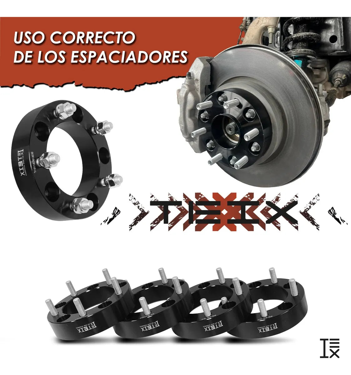 Kit Espaciadores Suzuki Jimny 2019-2023/ Suzuki Grand vitara y Escudo 98-2005/ Suzuki sidekick 89-98/ Suzuki Samurai 84-97/ Chevrolet Geo Tracker 89-98/ Chevrolet Tracker 99-2004/ 1.5 PuLG 5/139 Llanta Cb110