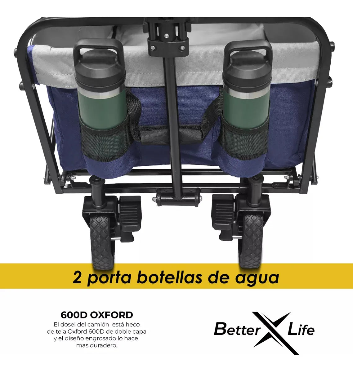 Carrito Vagon Plegable Multiusos Con Mesa Y Frenos Black