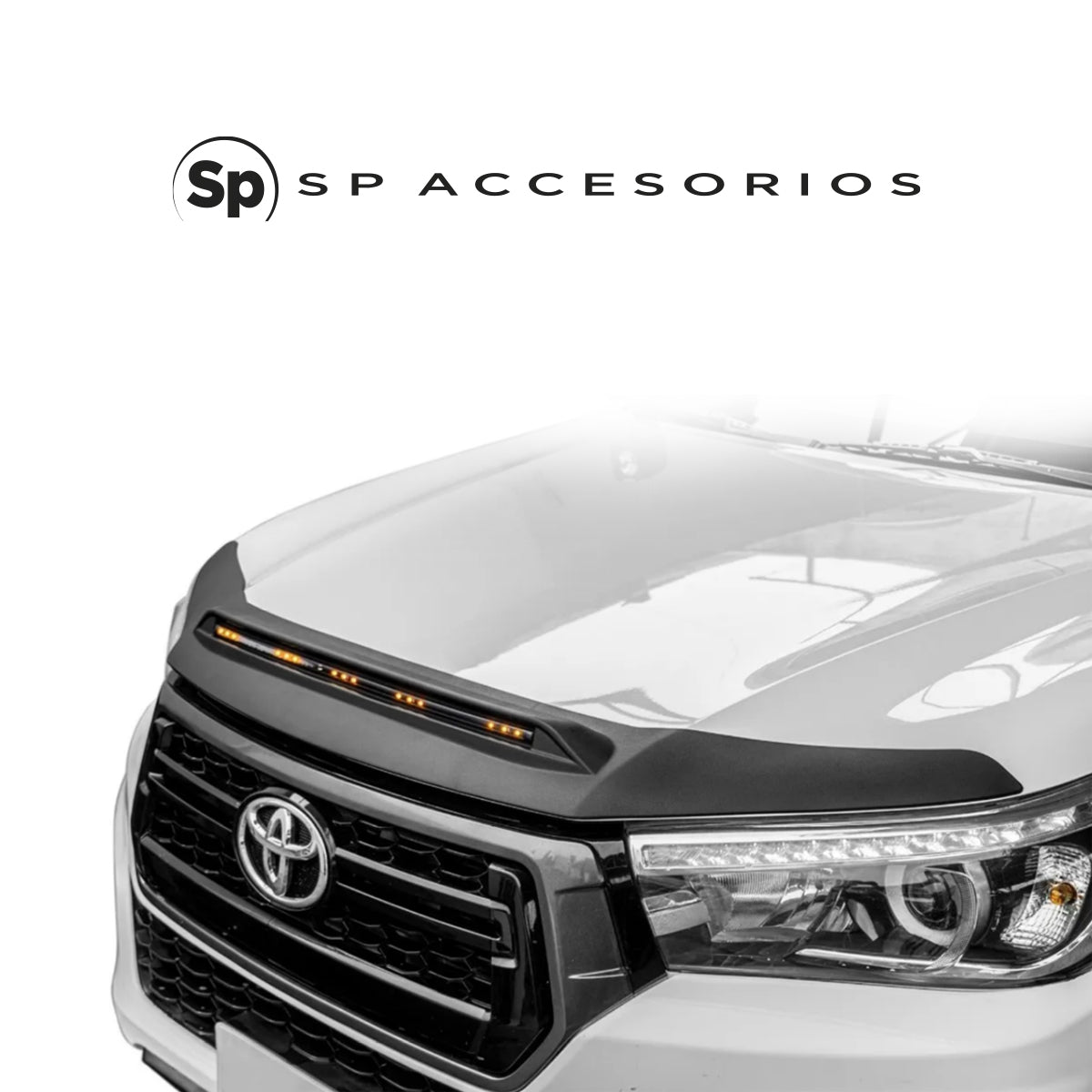 DEFLECTOR BOTA AGUAS DE COFRE CON LUZ LED PARA TOYOTA HILUX 2016 - 2023