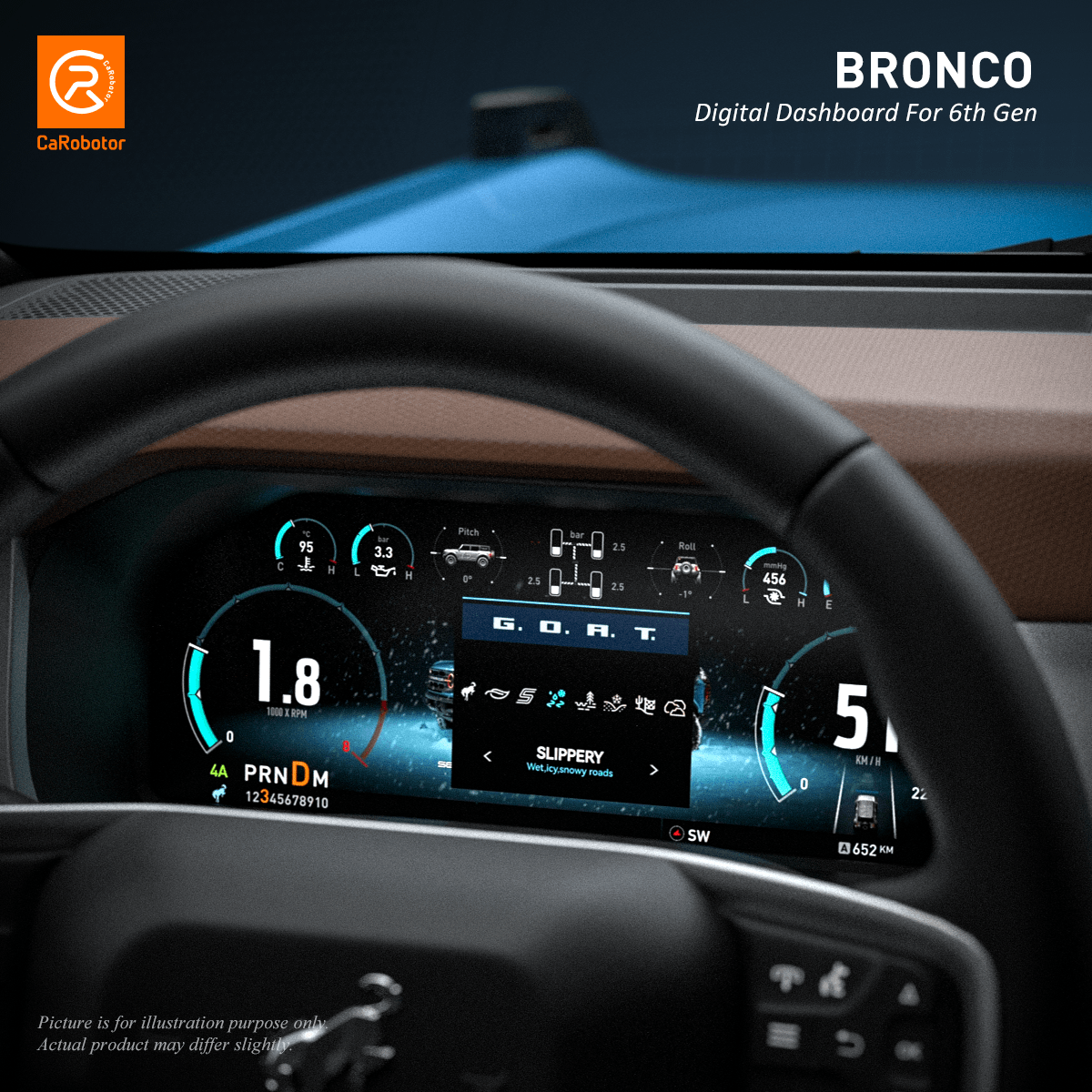 Tablero digital CaRobotor B Pro Bronco | Panel HD de 12,3″ (para Bronco de 6.ª generación) 2021-2025