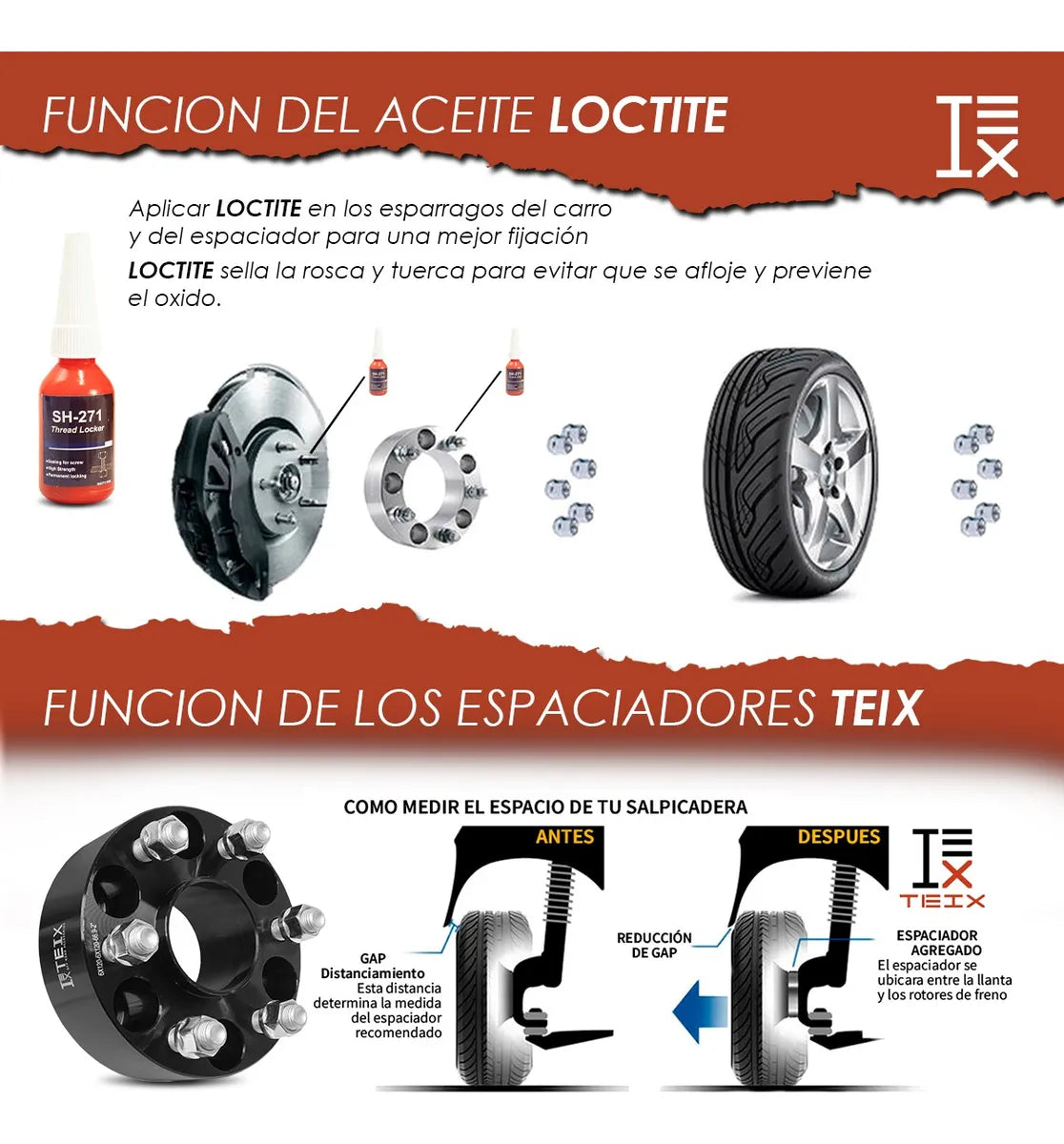 KIT ESPACIADORES 2" 6X120 LLANTA CB66.9 14X1.5