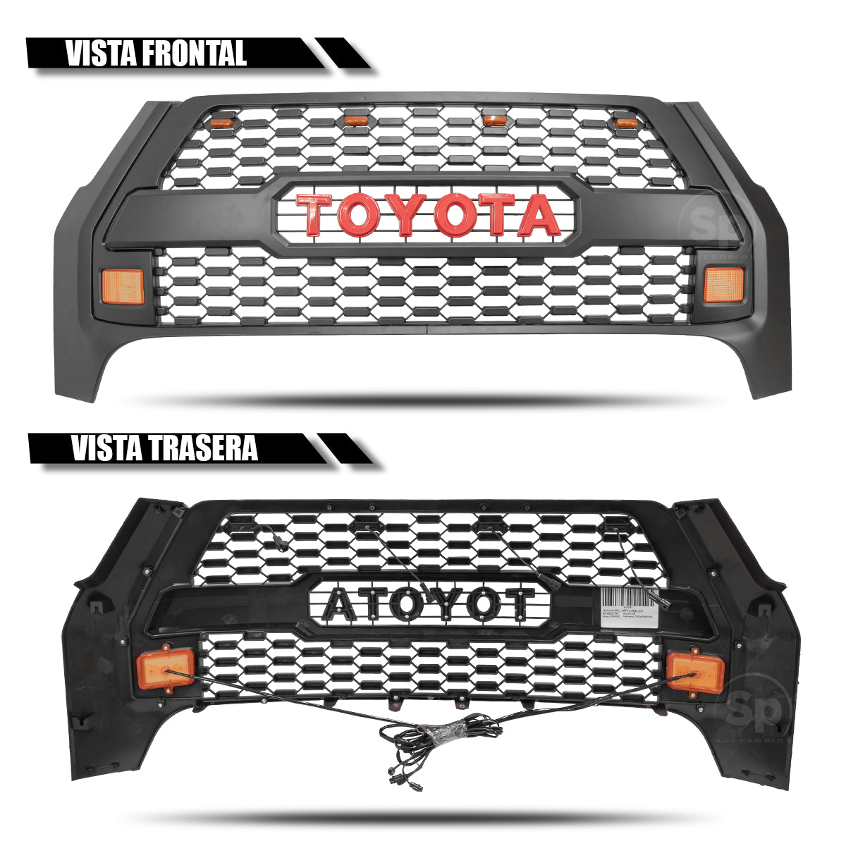 PARRILLA TIPO TRD PARA TOYOTA HILUX REVO LÍNEA NUEVA 2021 - 2023