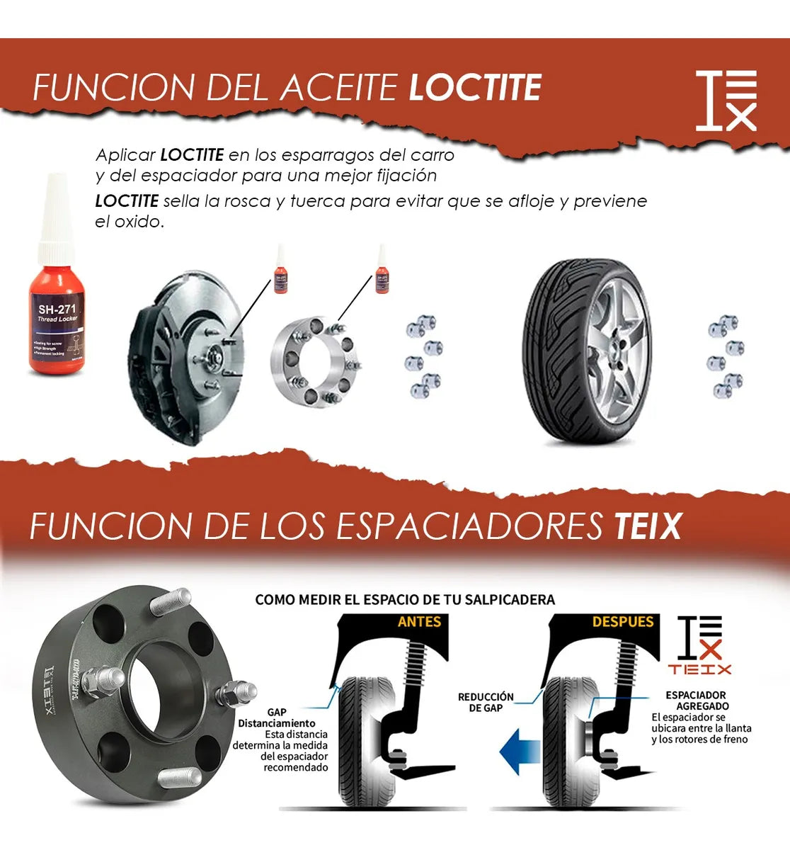 Espaciador Teix Gris 4x130 78.6mm 14x1.5 2 Ceja Vocho 80-03