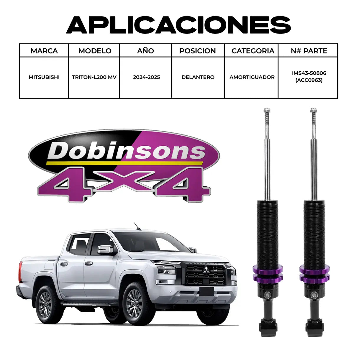Amortiguador Dobinsons Monotubo Delantero Mitsubishi L200 24