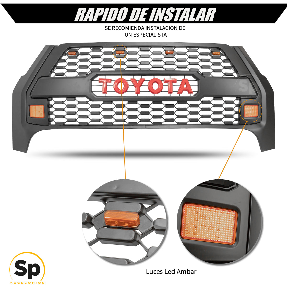 PARRILLA TIPO TRD PARA TOYOTA HILUX REVO LÍNEA NUEVA 2021 - 2023