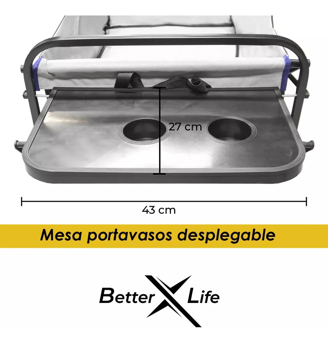 Carrito Vagon Plegable Multiusos Con Mesa Y Frenos Black