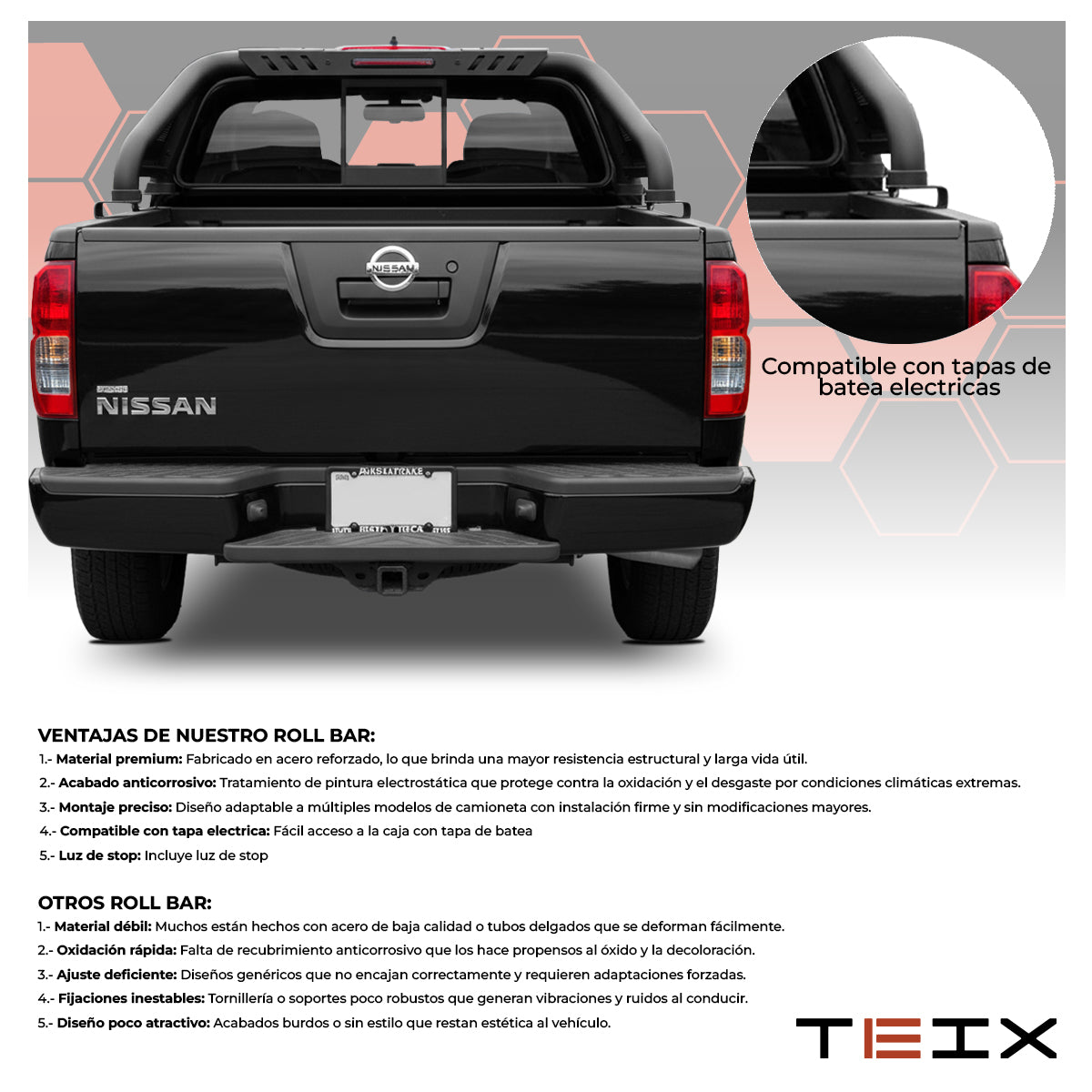 ROLL BAR TEIX XR NP300 HILUX RANGER L200