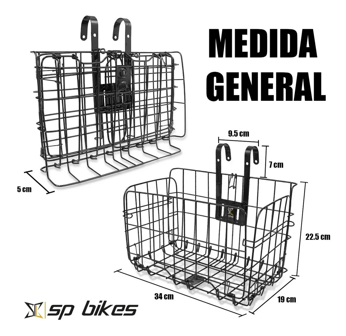 Canasta Para Bicicleta Acero Desmontable Grande Carga 10 Kg