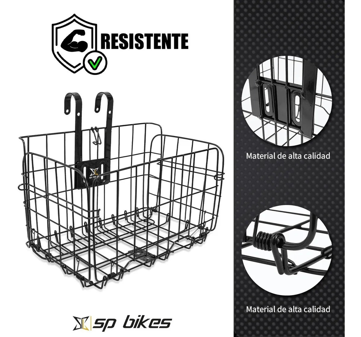 Canasta Para Bicicleta Acero Desmontable Grande Carga 10 Kg