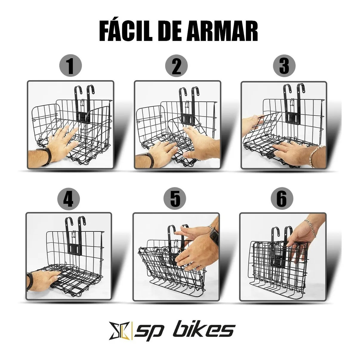 Canasta Para Bicicleta Acero Desmontable Grande Carga 10 Kg