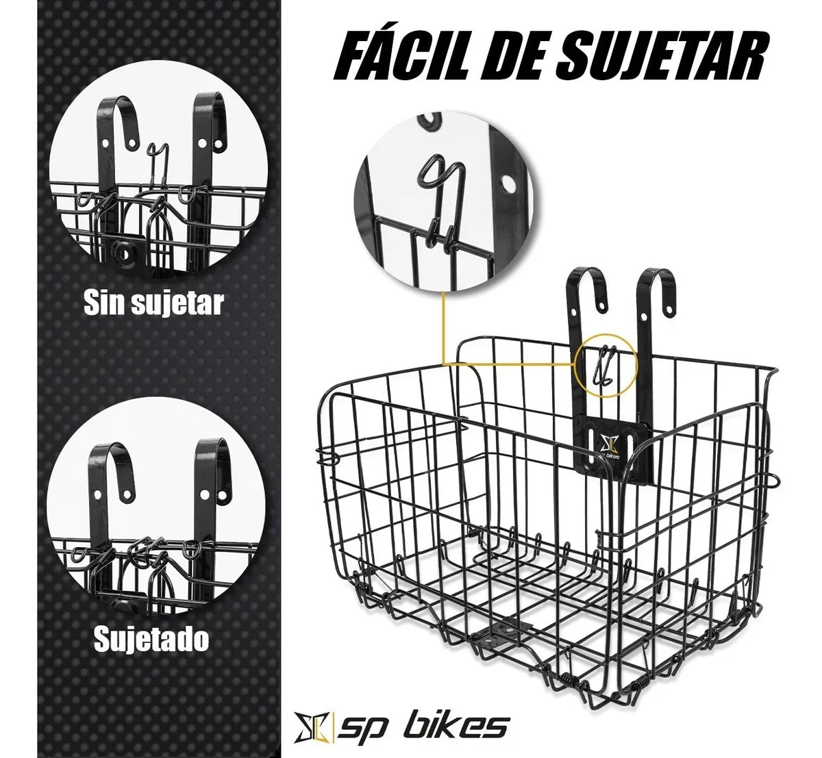 Canasta Para Bicicleta Acero Desmontable Grande Carga 10 Kg
