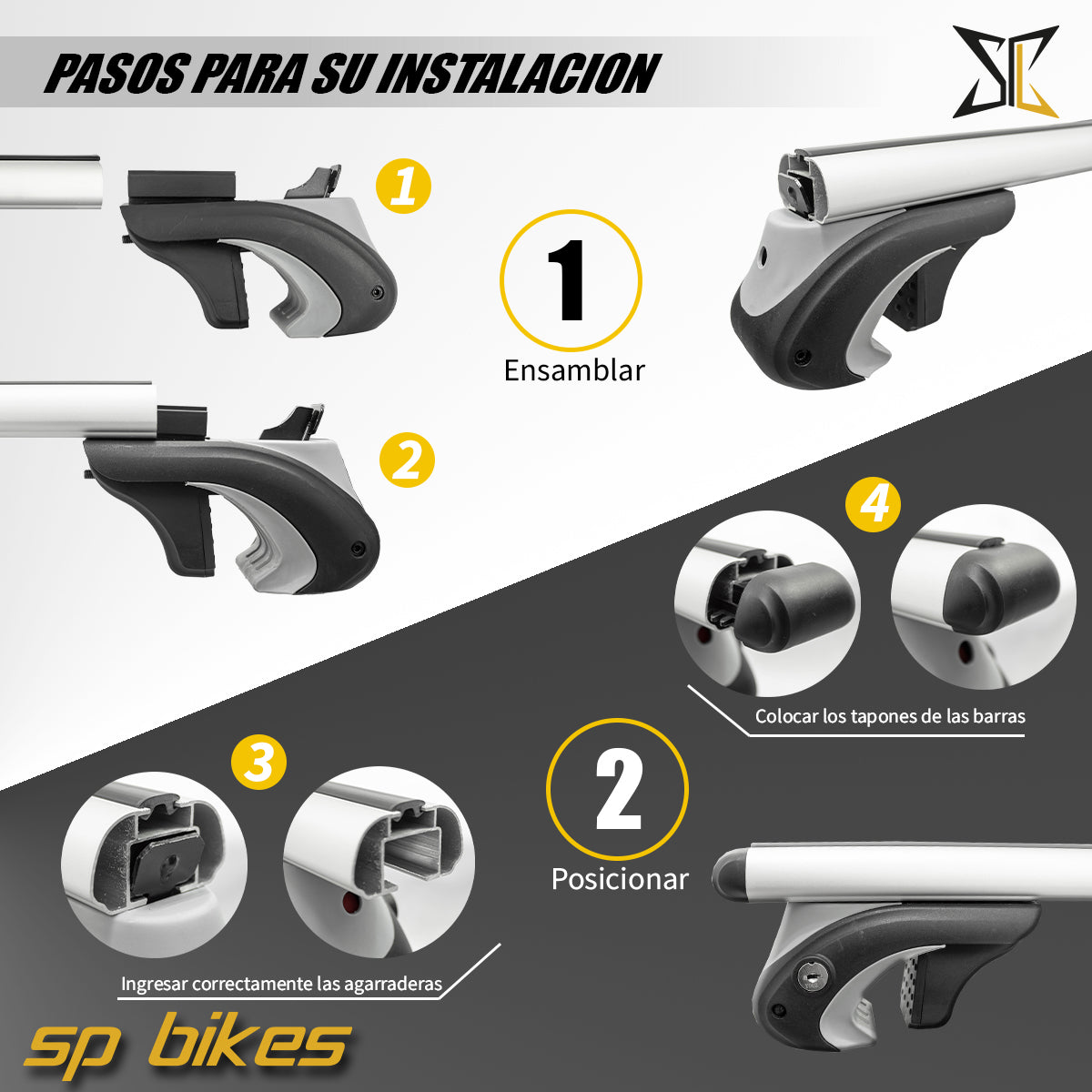 BARRAS TRANSVERSALES PORTAEQUIPAJE SP BIKES C/LLAVE 135CM