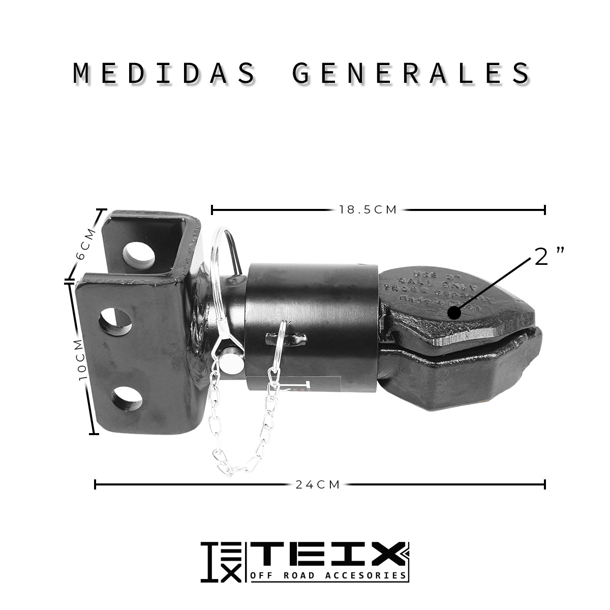 ACOPLADOR RECEPTOR TIRON COPLE CONCHA JALON 2 TORNILLOS PUNTA 7000LBS BOLA 2" TEIX