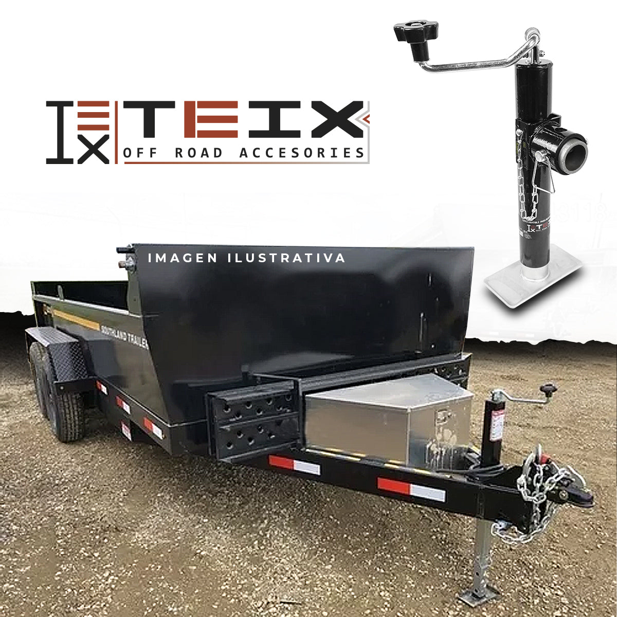 GATO ABATIBLE PARA REMOLQUE 5000 LB MANIVELA SUPERIOR CON BASE PLANA TEIX