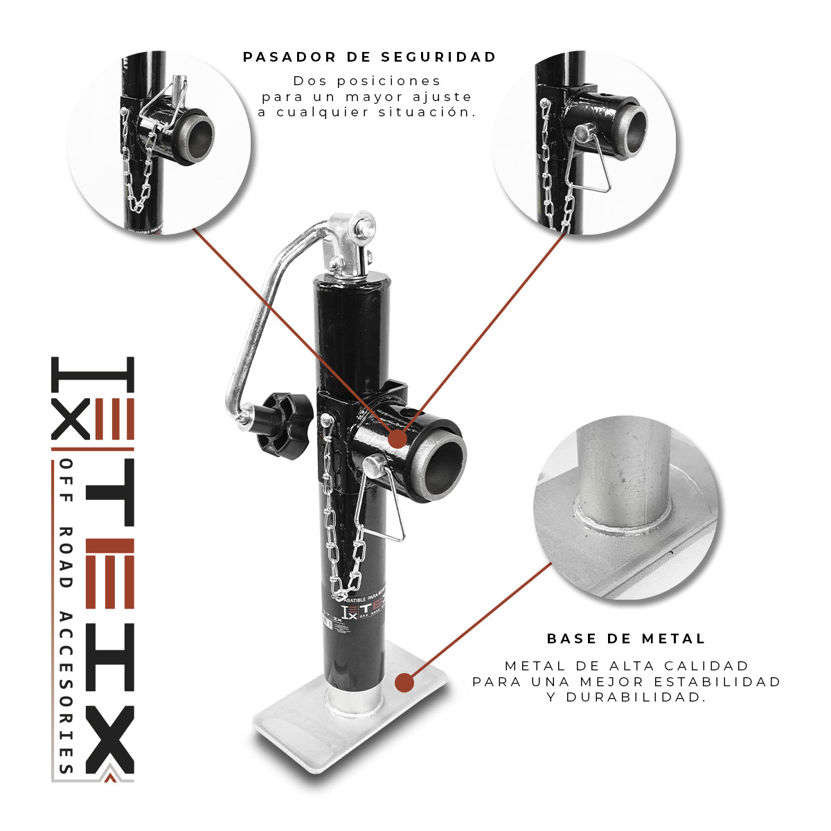 GATO ABATIBLE PARA REMOLQUE 5000 LB MANIVELA SUPERIOR CON BASE PLANA TEIX