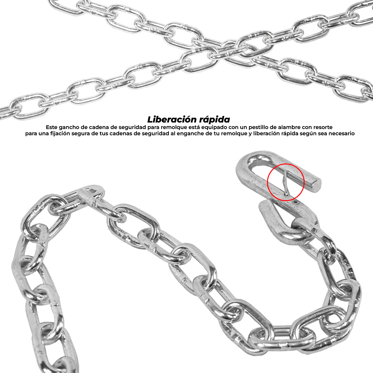 CADENA DE SEGURIDAD PARA REMOLQUE CON GANCHOS 3000 LB 1/4“ x 48” TEIX