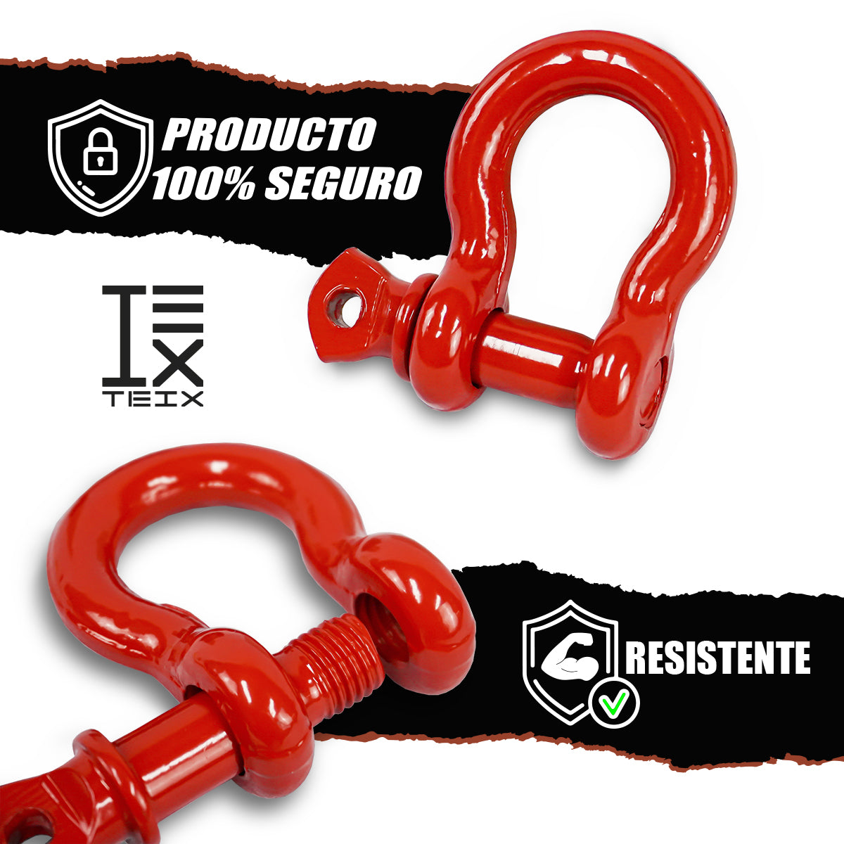 GRILLETE ANILLO EN D 1/2" TEIX ROJO