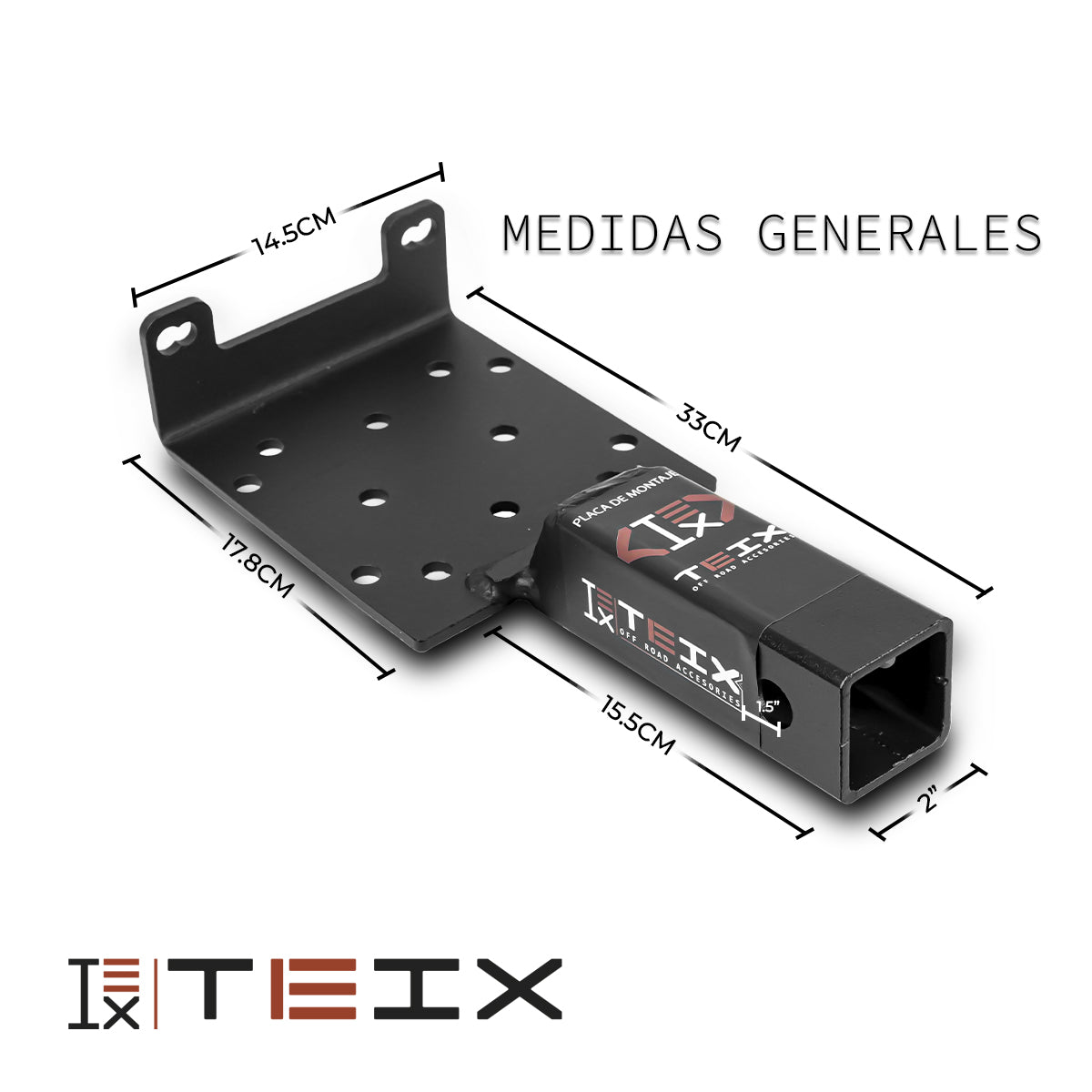BASE METALICA PLACA WINCH PARA TIRON 2" TEIX