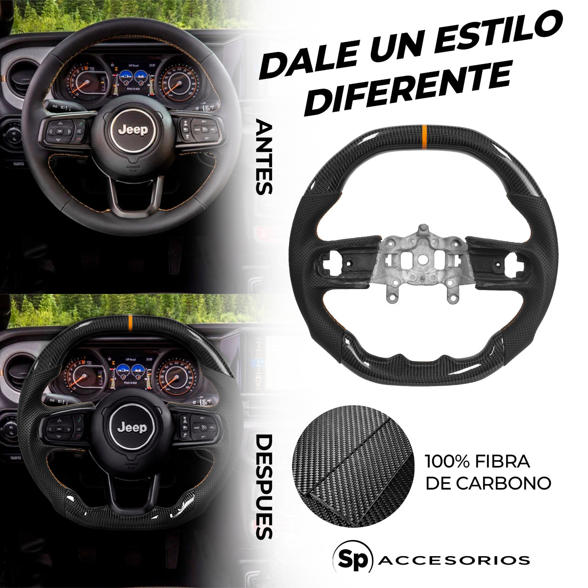 Volante Jeep JL Color Naranja 2019-2025
