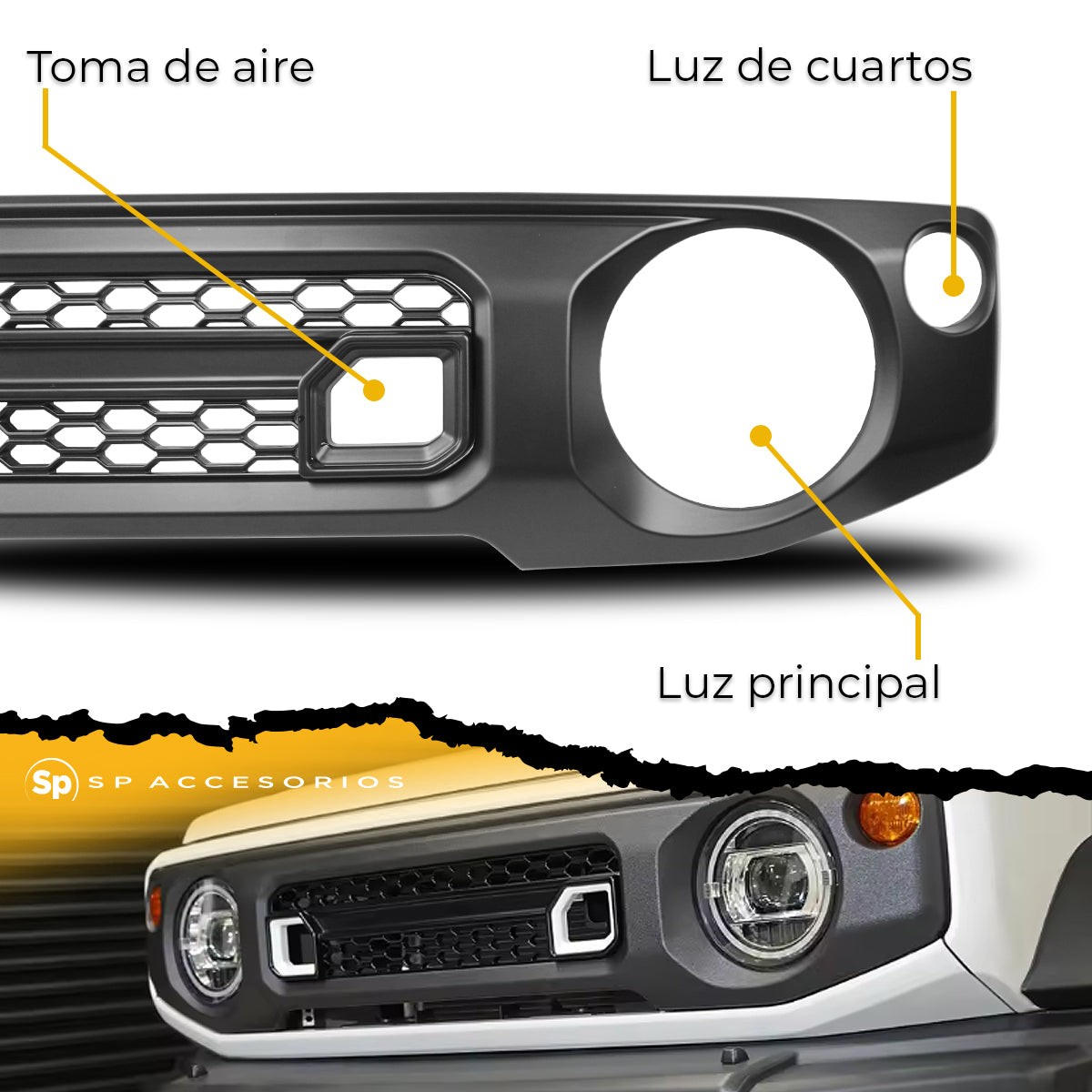PARRILLA CON ENTRADA DE AIRE DUAL PARA SUZUKI JIMNY 2019 - 2024