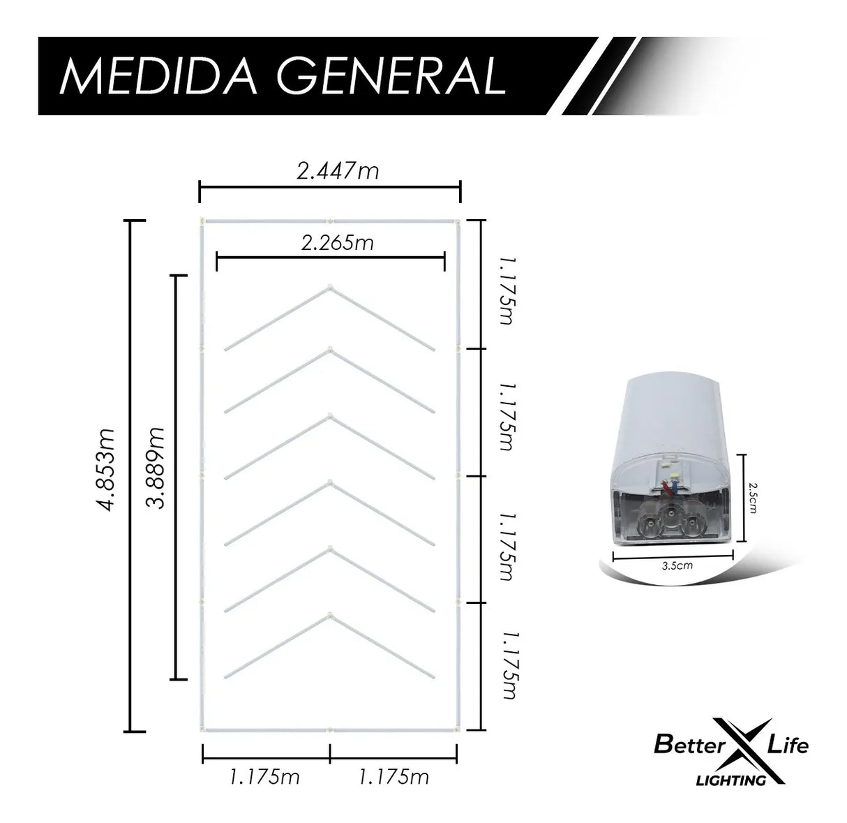 Luz Para Techo Better Life 480w Led Blanco 483.5x244.7cm