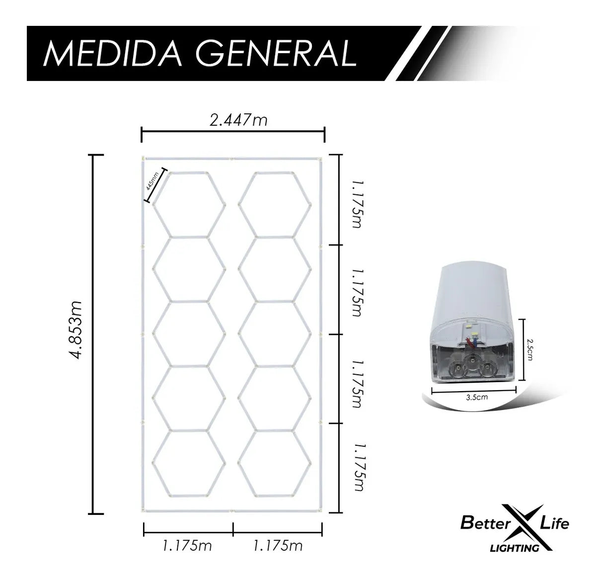 Luz Para Techo Hexagonal Industrial 656w 483.5x244.7cm