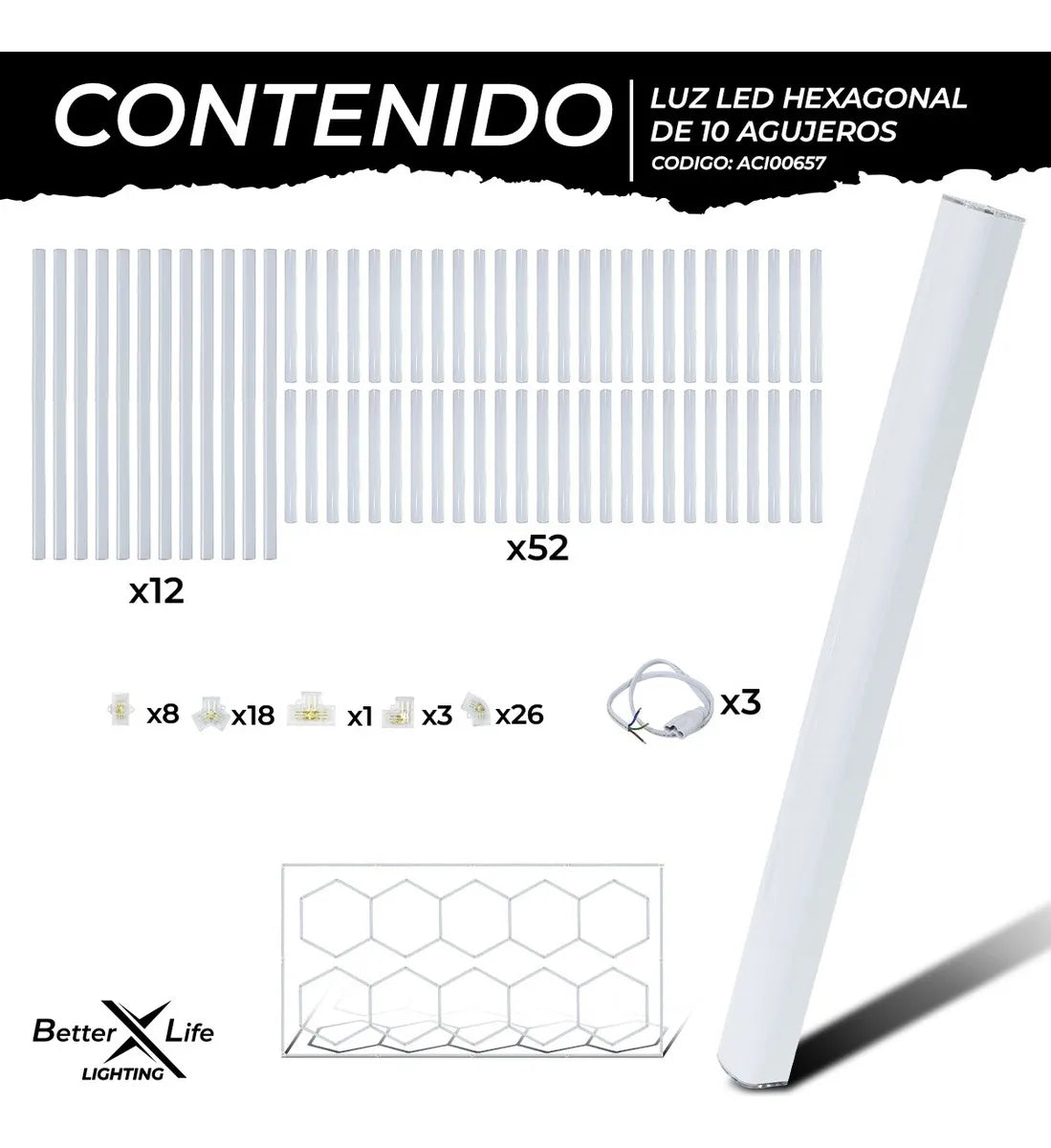 Luz Para Techo Hexagonal Industrial 656w 483.5x244.7cm