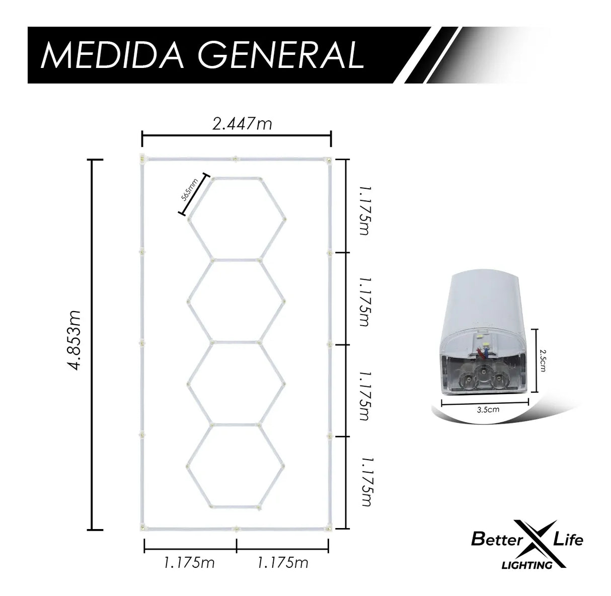 Luz Para Techo Better Life Hexagonal 450w De 483.5x244.7cm