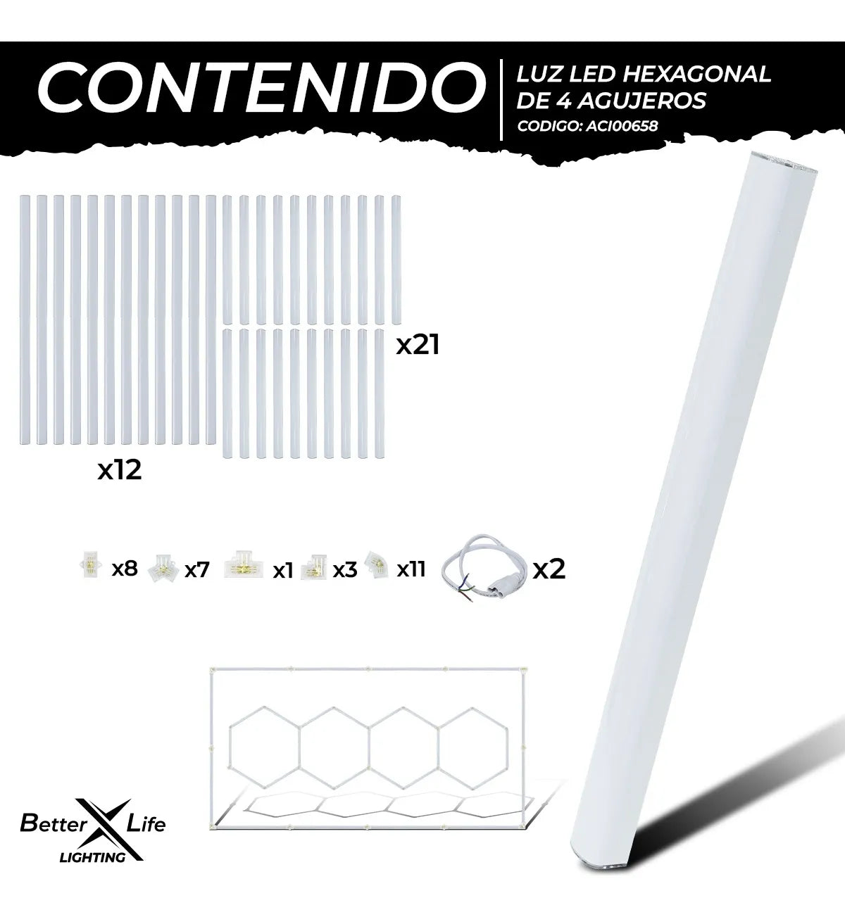 Luz Para Techo Better Life Hexagonal 450w De 483.5x244.7cm