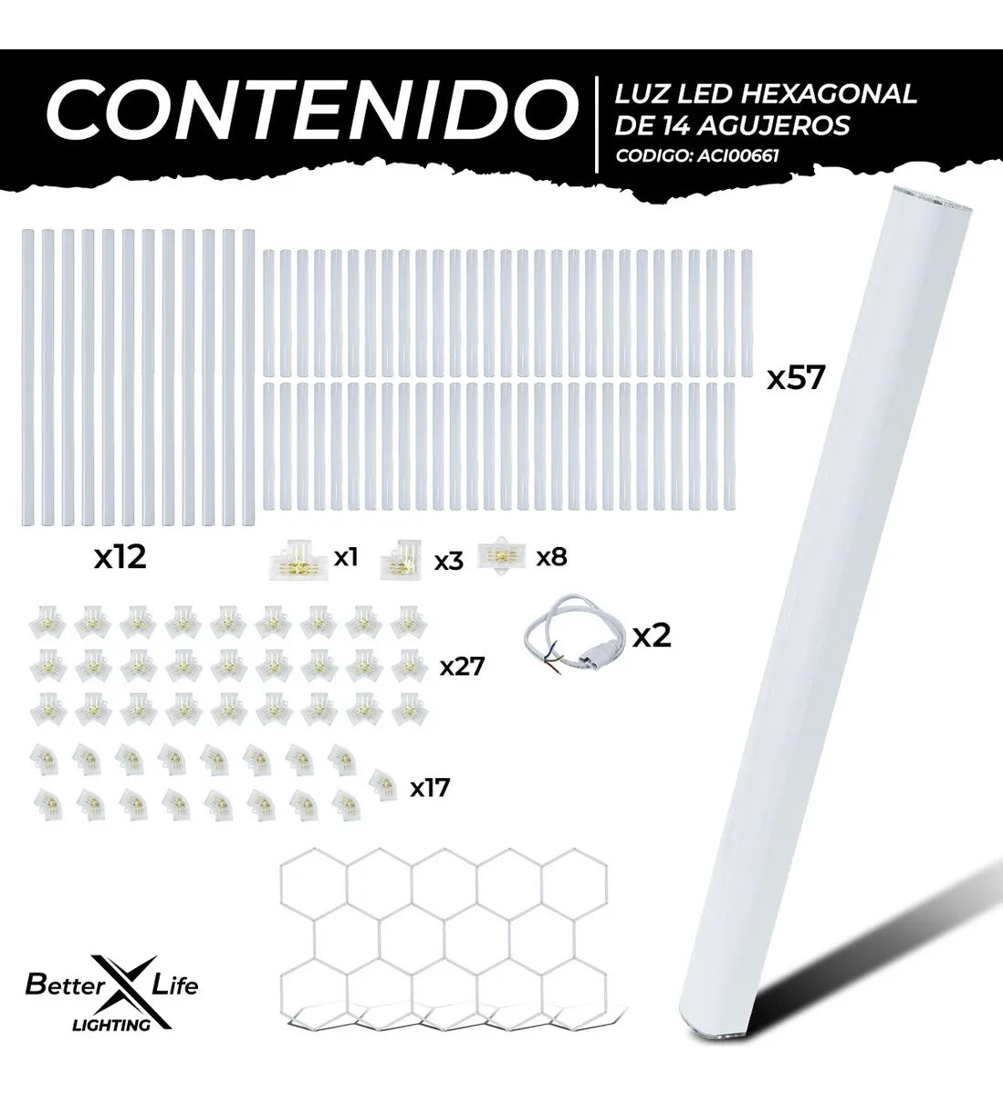 Luz Para Techo De Panel Hexagonal De 696w 483.5x244.7cm