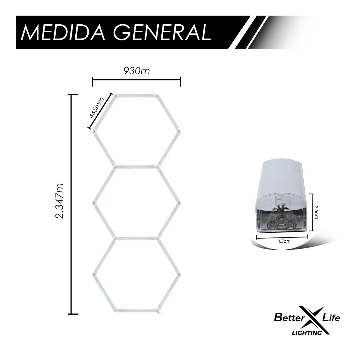 Luz Led Hexagonal De Techo Better Life 128w 234.7x93cm