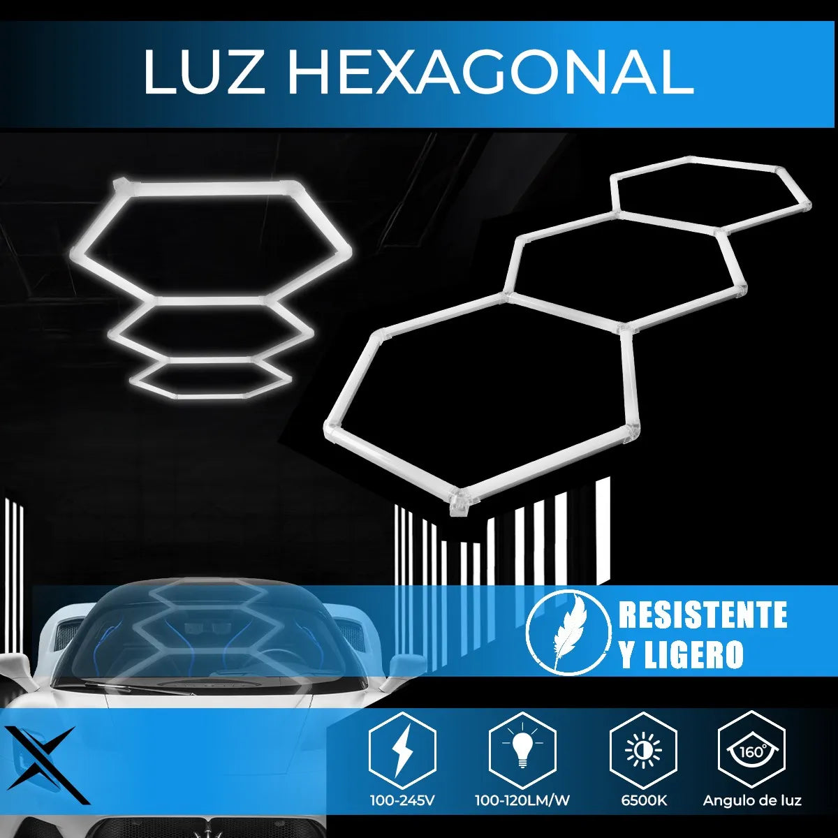 Luz Led Hexagonal De Techo Better Life 128w 234.7x93cm