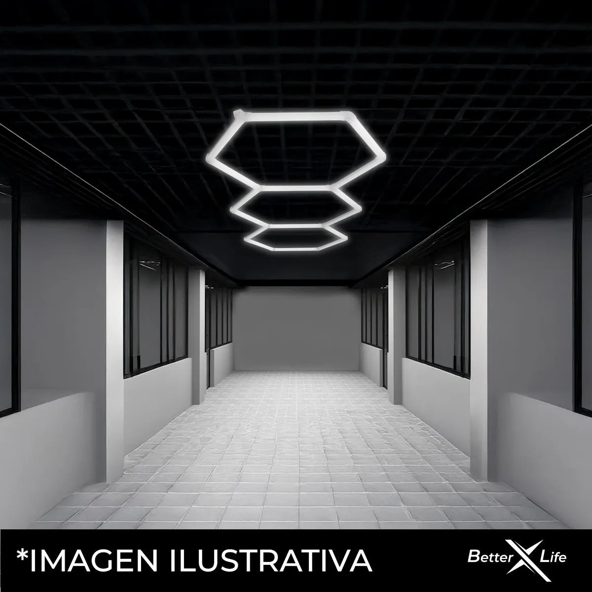 Luz Led Hexagonal De Techo Better Life 128w 234.7x93cm