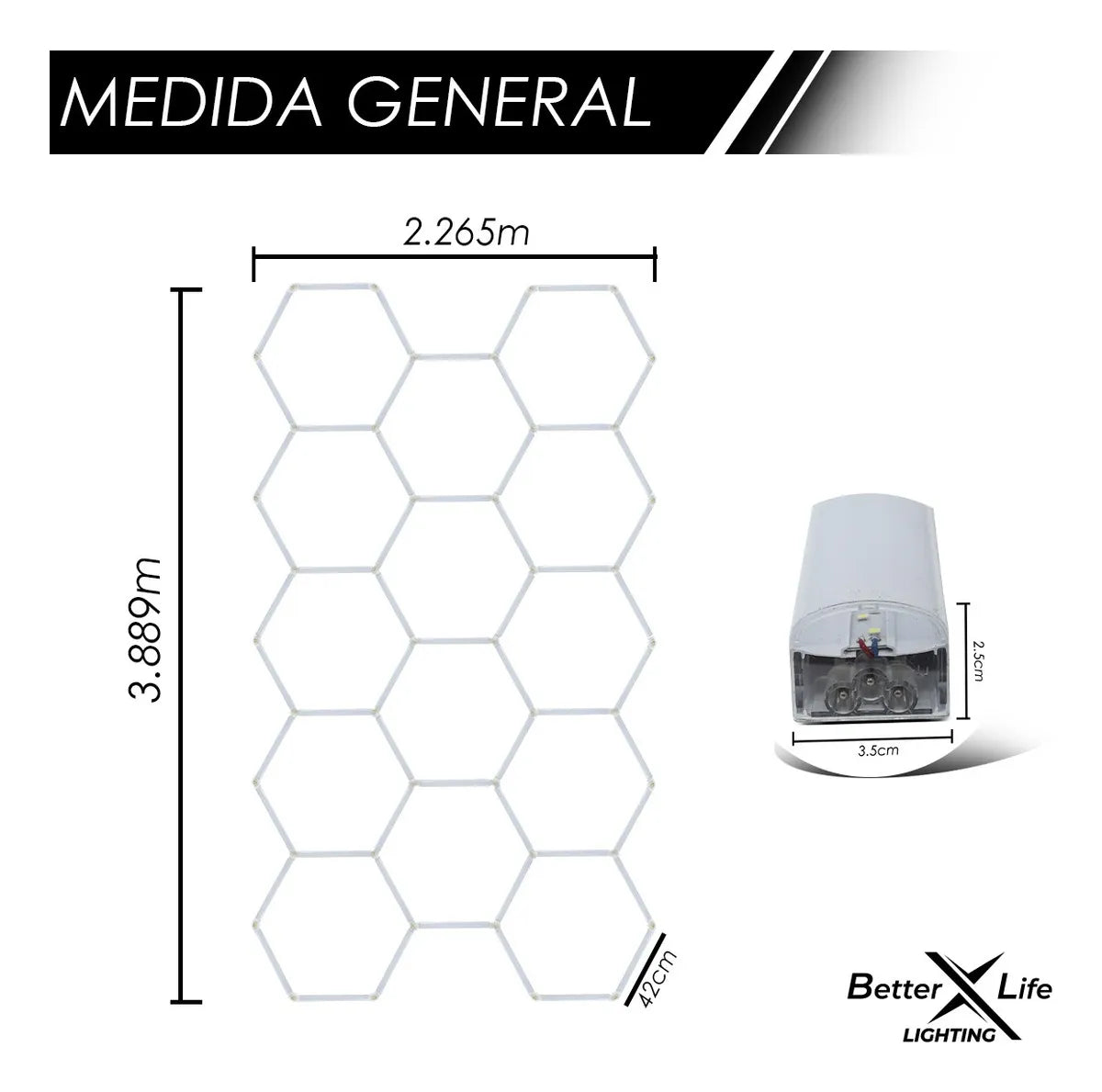 Luz Led Hexagonal Para Techo Better Life 456w 226.5x388.9cm