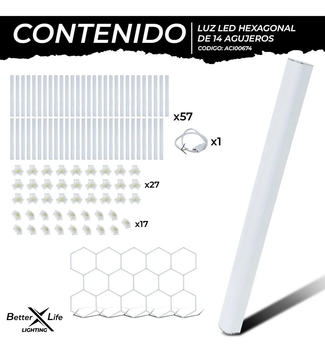 Luz Led Hexagonal Para Techo Better Life 456w 226.5x388.9cm