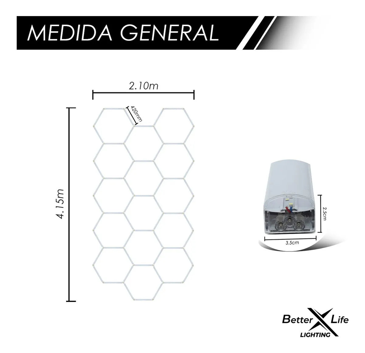 Lampara Para Techo De 480w Hexagonal De 427.4x226.5cm