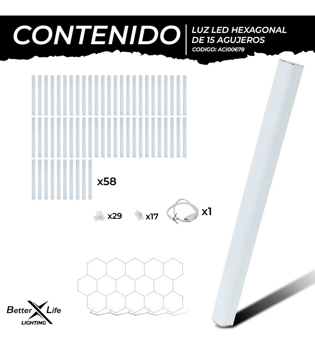 Lampara Para Techo De 480w Hexagonal De 427.4x226.5cm