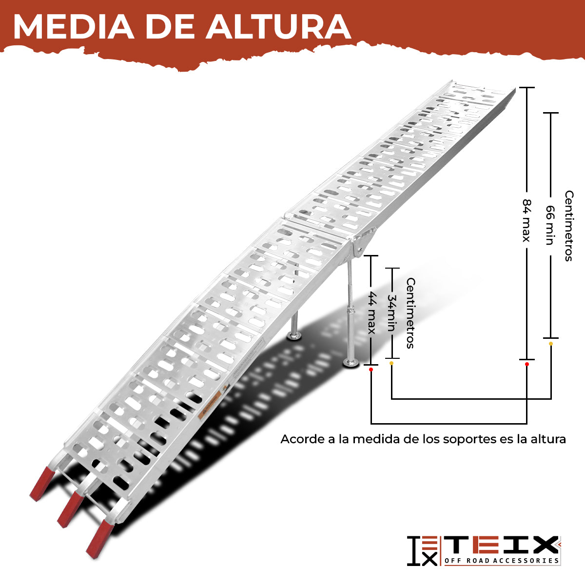 RAMPA PLEGABLE TEIX ATV Y MOTO CON BASE SOPORTE 226X30.5 680KG (ALUMINIO) AB2