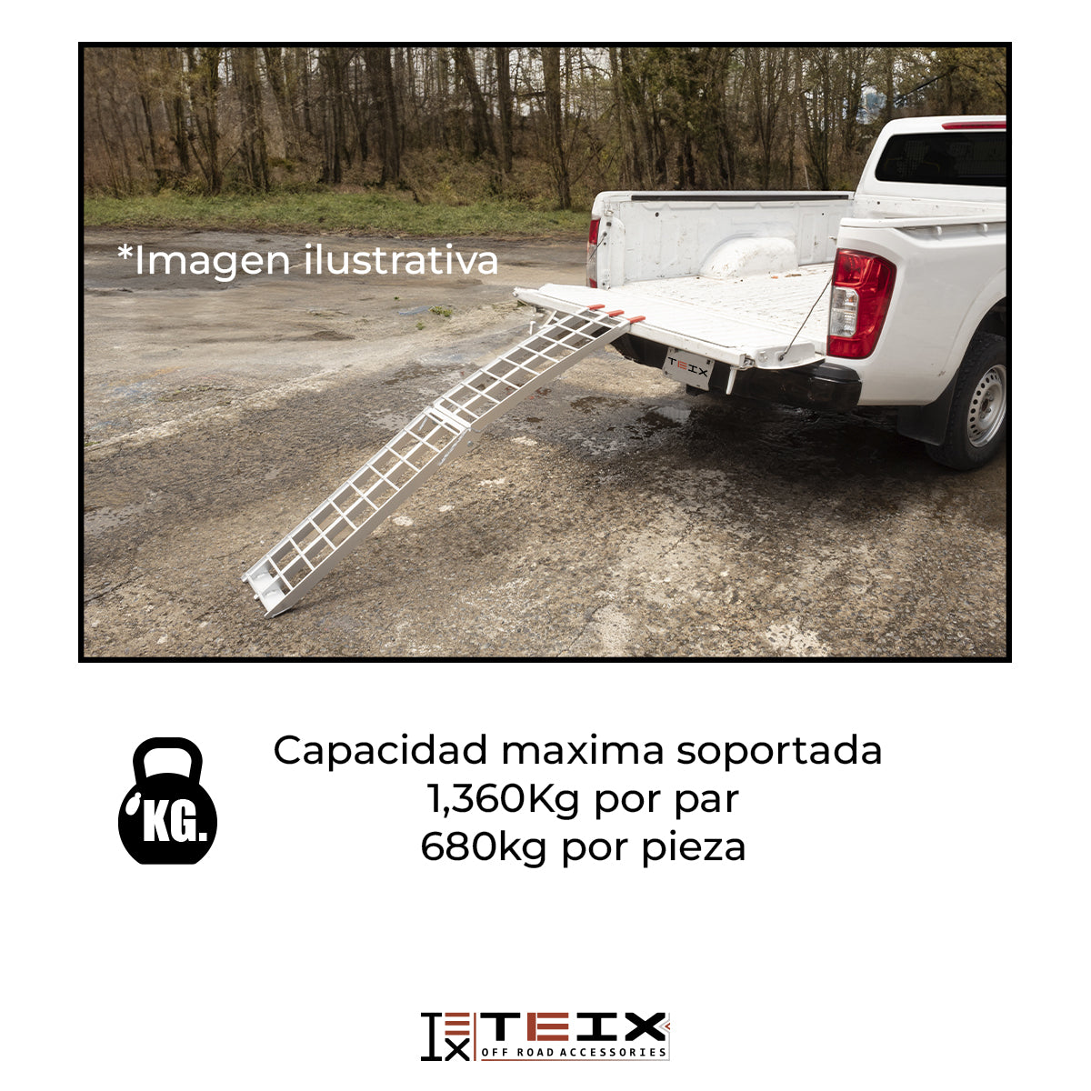RAMPA PLEGABLE TEIX ATV Y MOTO CON BASE SOPORTE 226X30.5 680KG (ALUMINIO) AB2