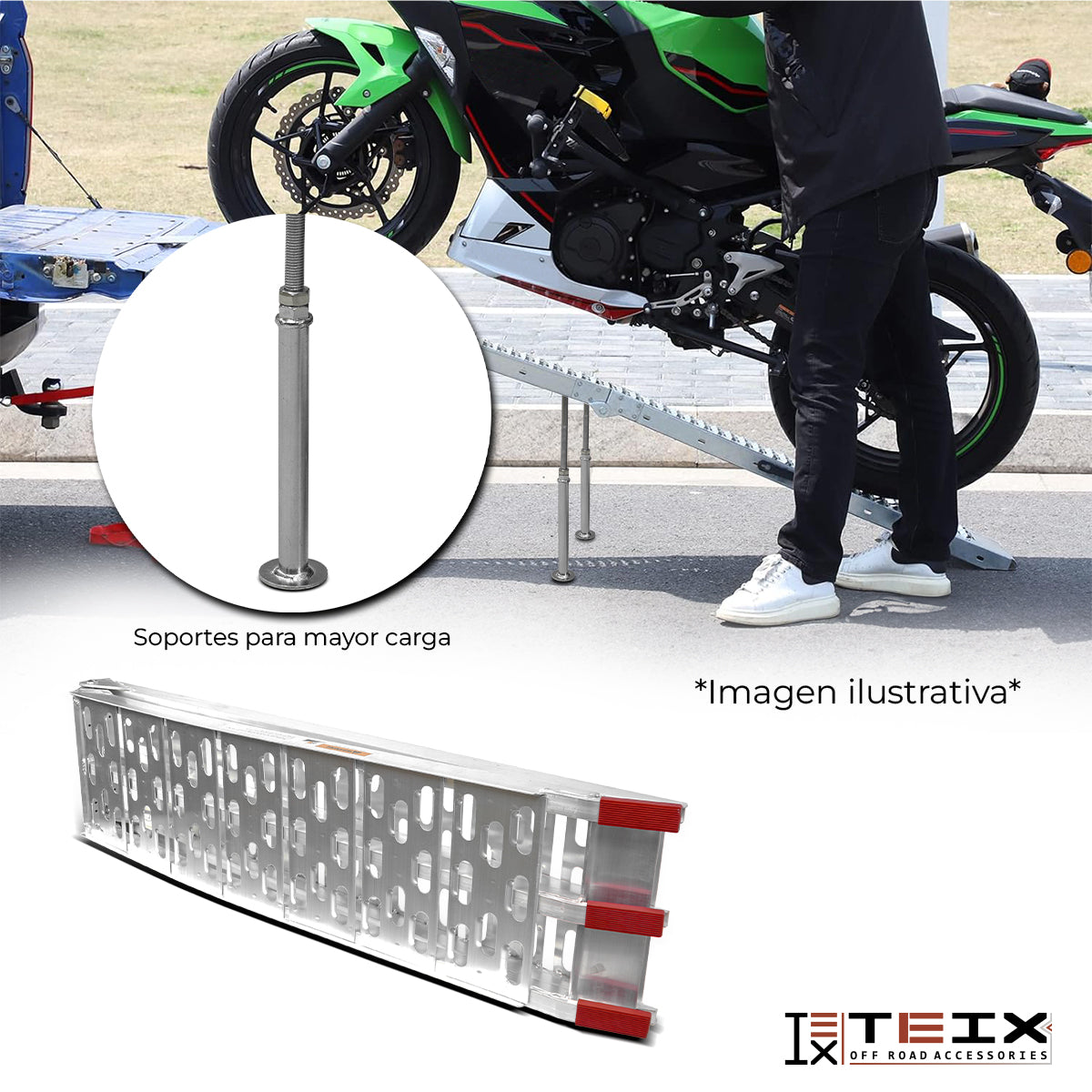 RAMPA PLEGABLE TEIX ATV Y MOTO CON BASE SOPORTE 226X30.5 680KG (ALUMINIO) AB2