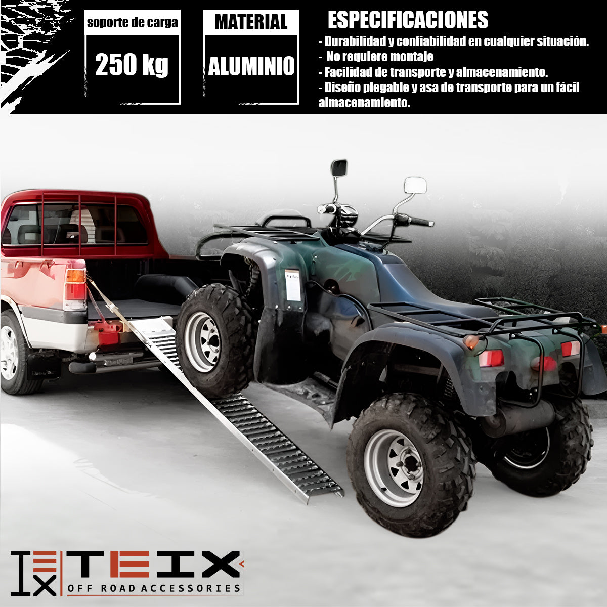 RAMPA PLEGABLE RAMPA PLEGABLE ACERO ATV Y MOTO 250KG 193X25 AB3