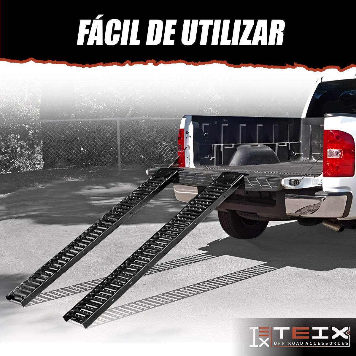 RAMPA PLEGABLE PARA MOTOCICLETA/CUATRIMOTO CARRO 250KG 197X25 NEGRA AB4