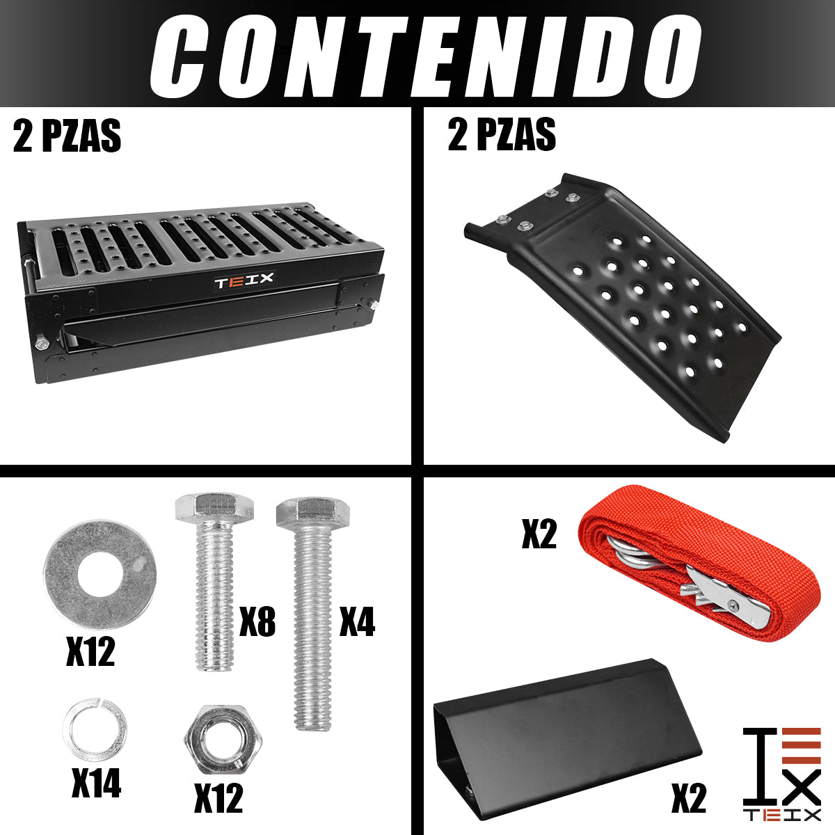 RAMPA PLEGABLE PARA MOTOCICLETA/CUATRIMOTO CARRO 250KG 197X25 NEGRA AB4