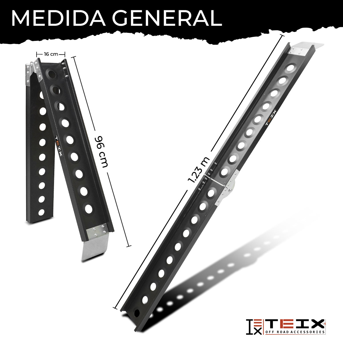 RAMPA PLEGABLE ALUMINIO MOTO SENCILLA 193X16.8 NEGRA AB5