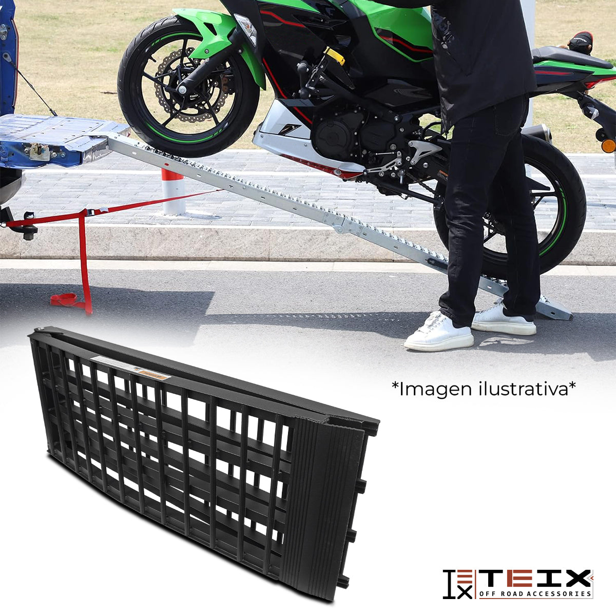 RAMPA PLEGABLE ALUMINIO PARA MOTO CUATRIMOTO RZR CAN AM 680KG 238X45 NEGRA AB6