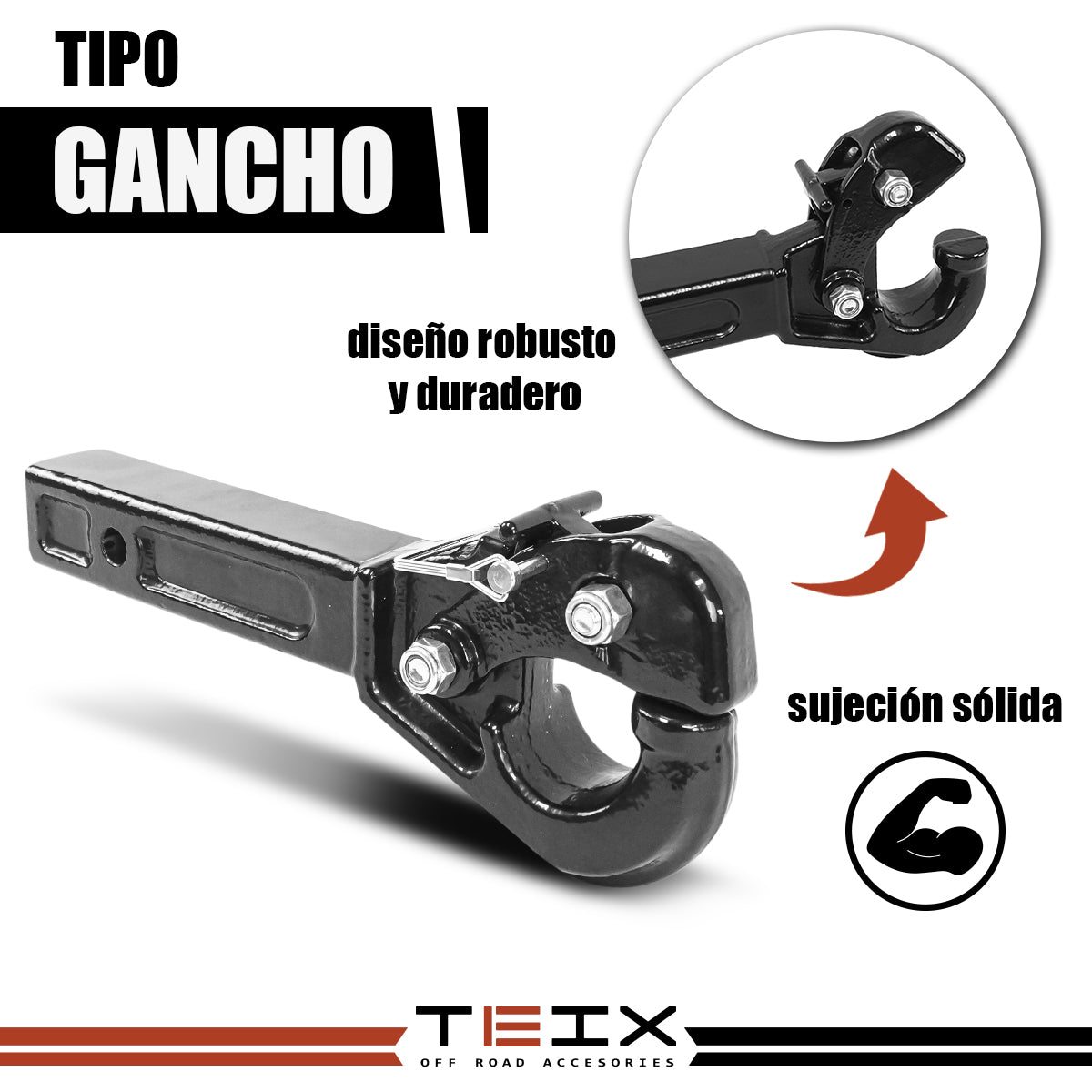 ACOPLADOR RECEPTOR TIRON COPLE CONCHA JALON TIPO GANCHO 20000 LBS TIRON TEIX