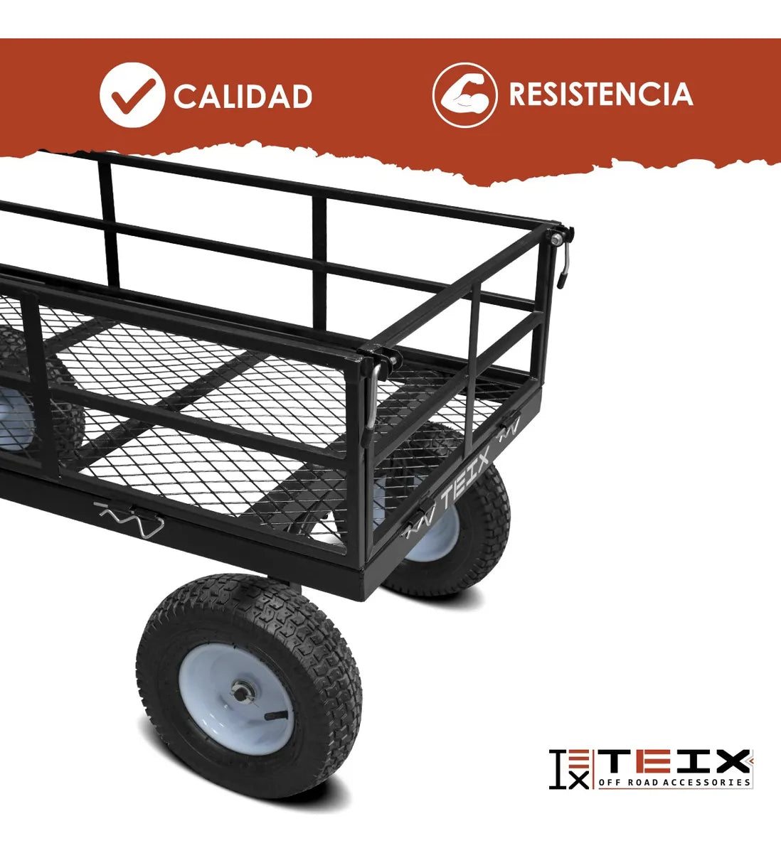 Carrito Jardinería Grande Acero Exterior 1200lb Teix
